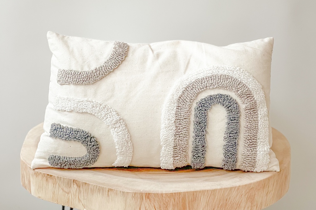 Coussin arc-en-ciel Beige