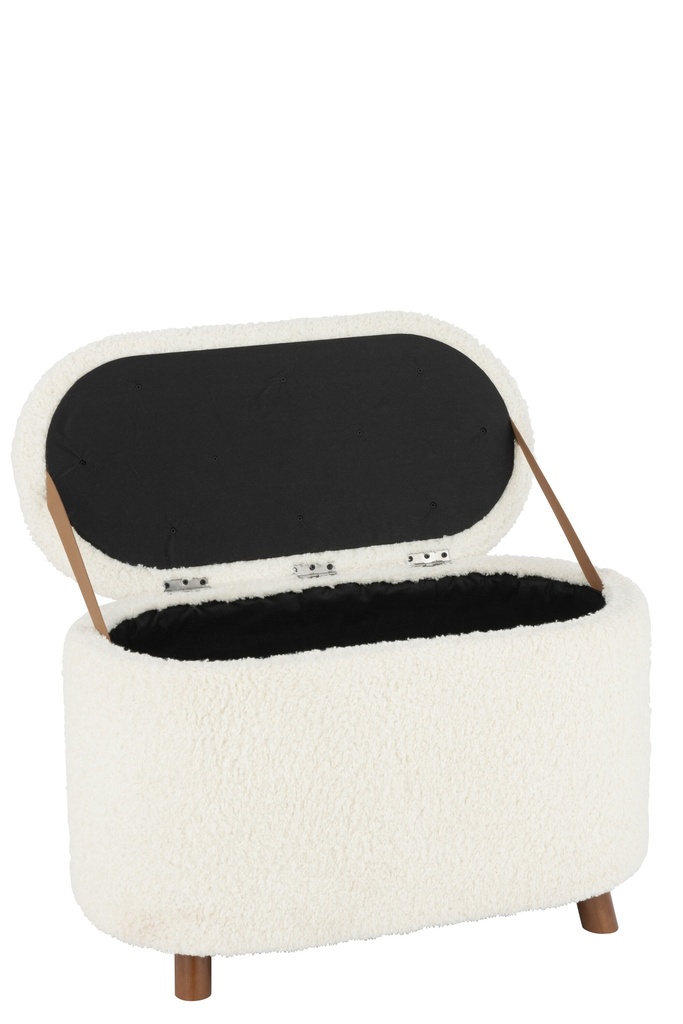 Banquette teddy avec couvercle Blanc cassé
