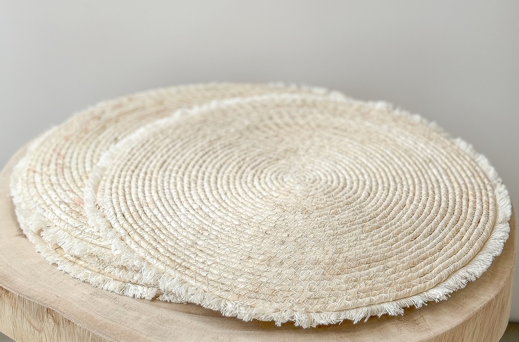 Set de table franges Beige