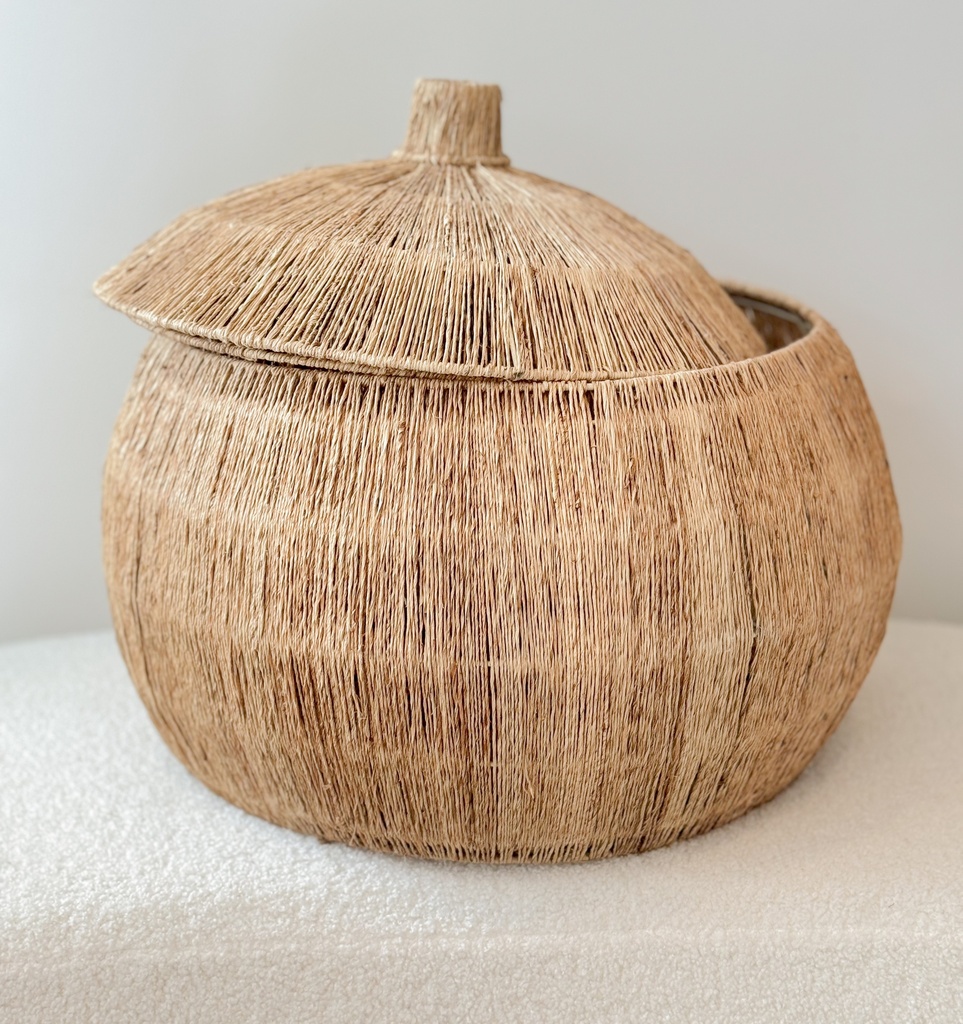 Panier rond en jute naturel S