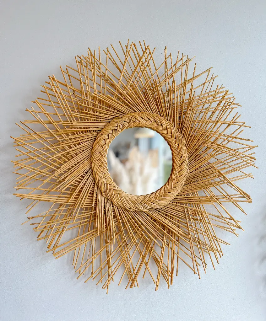 Miroir en rotin 