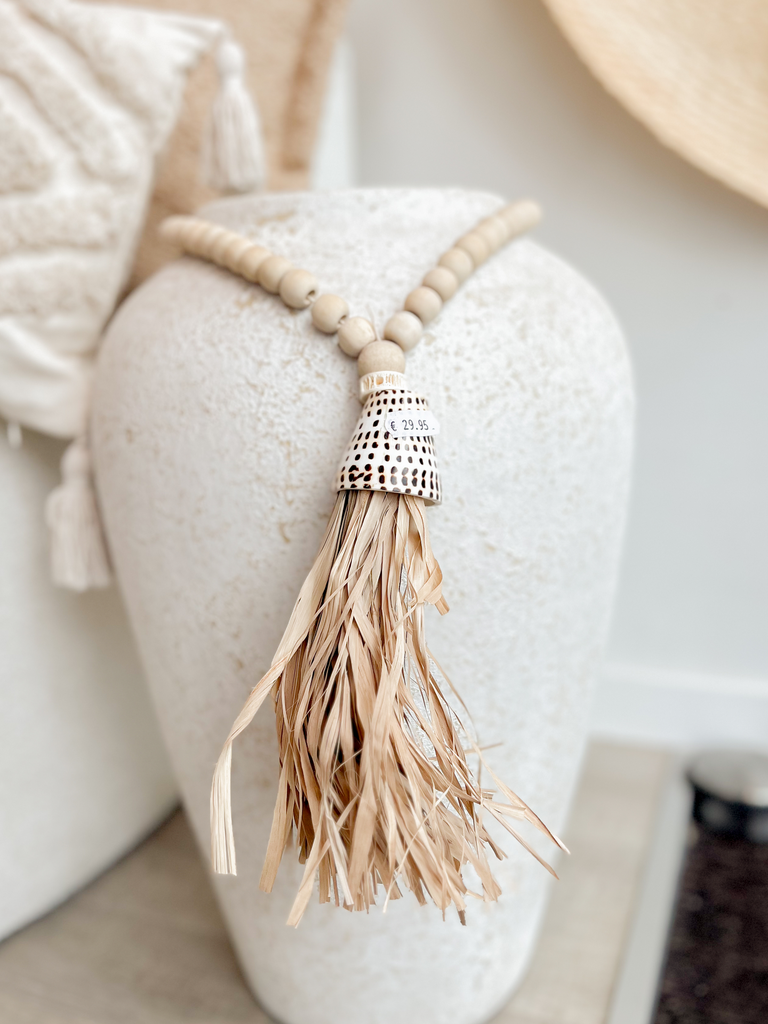 Collier coquillage perle bois