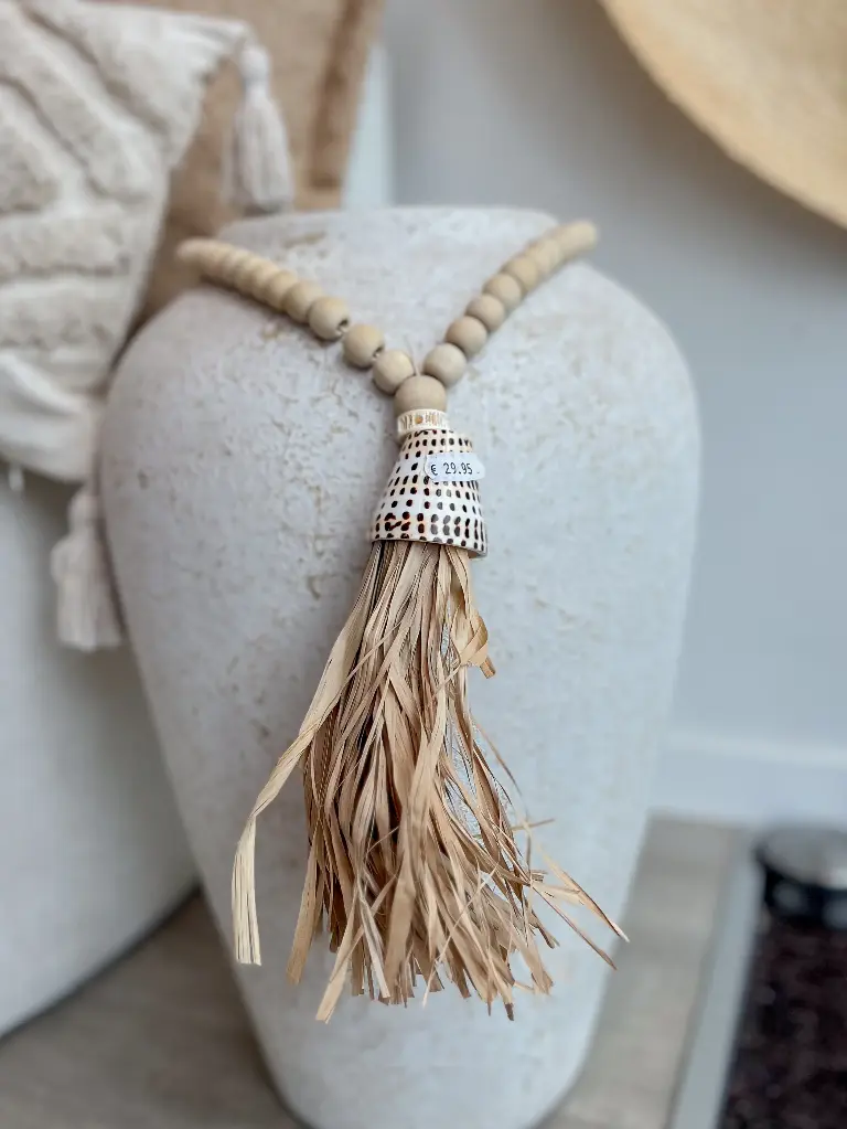 Collier coquillage perle bois