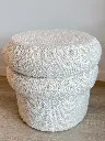 Pouf teddy rond blanc