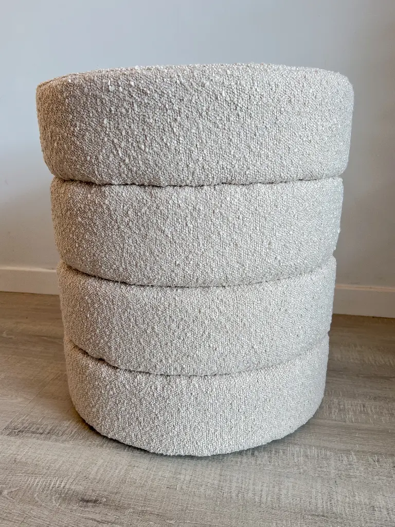 Pouf teddy rond beige