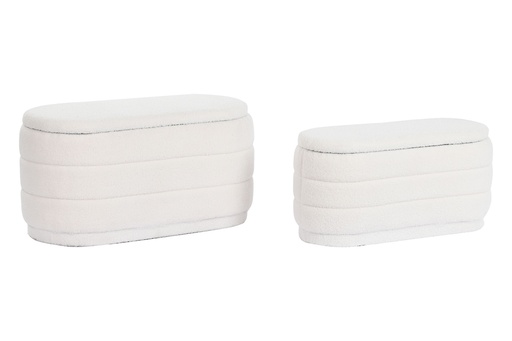 Banquette teddy avec couvercle S Blanche