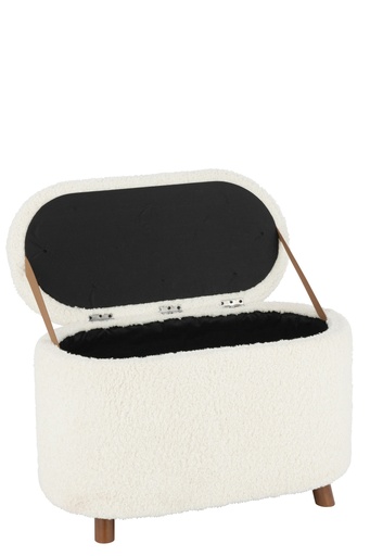 Banquette teddy avec couvercle Blanc cassé