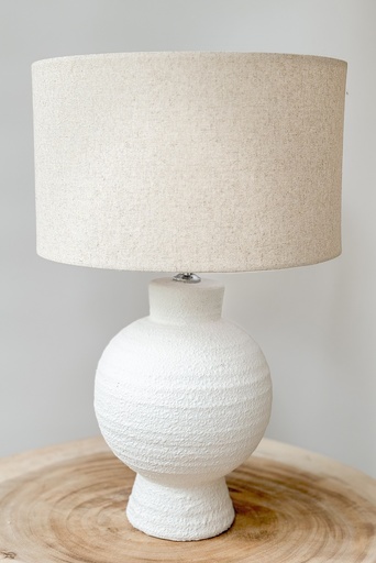 Lampe en grès ronde Blanche et Beige