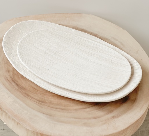 Plat décoratif oval S Beige