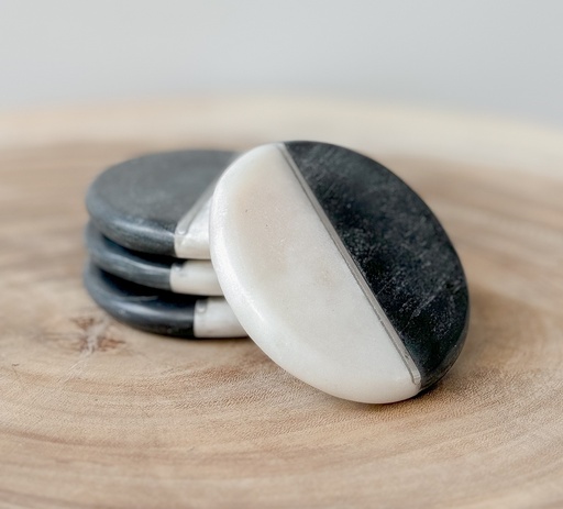 Sous verres en marbre Noir et Blanc