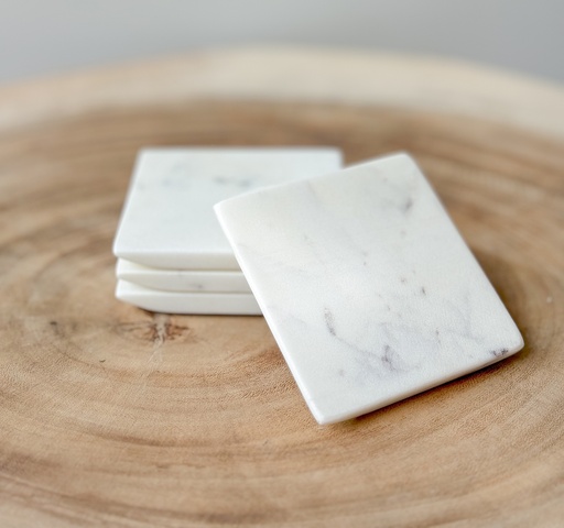 Sous verres en marbre carré Blanc