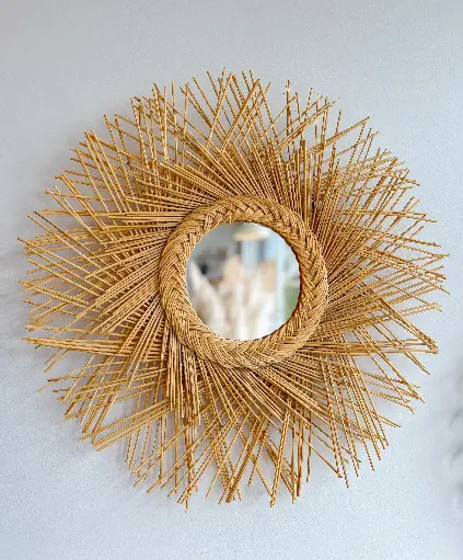 Miroir en rotin 