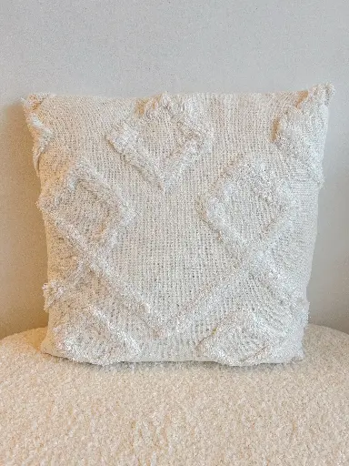 Coussin carré blanc et motif losange