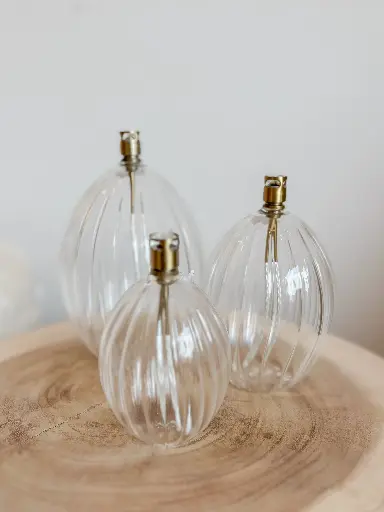 Lampe à huile ovale striée