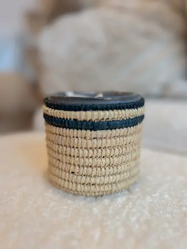 Panier bougie beige et noir