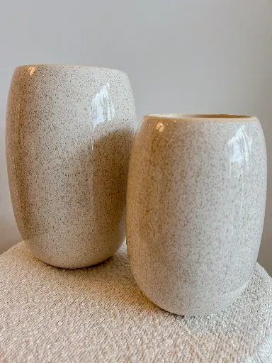 Vase Lauranna beige moucheté