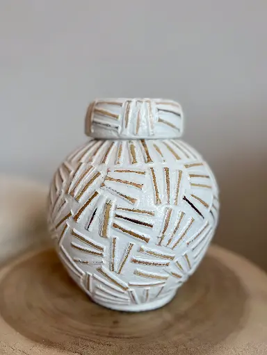 Vase Lélia blanc et brun