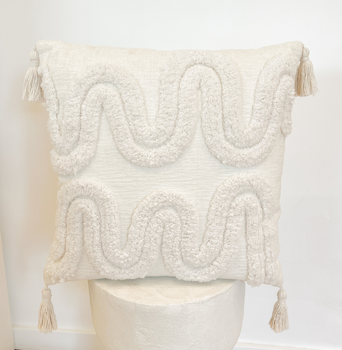 Coussin blanc cassé vague