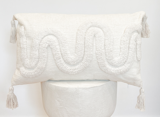 Coussin rectangulaire blanc cassé vague