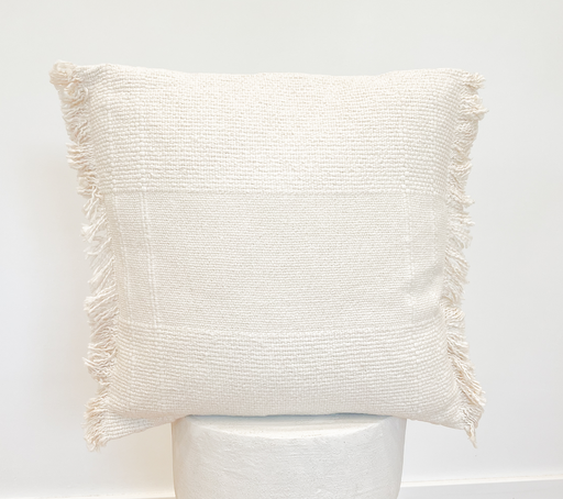 Coussin beige frange
