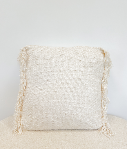 Coussin frange beige