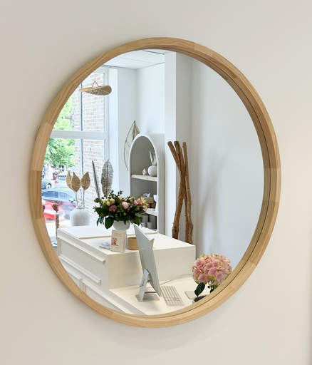 Miroir rond bois
