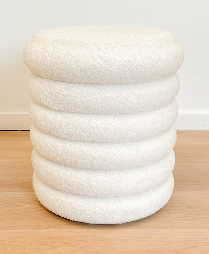 Pouf couvercle teddy blanc